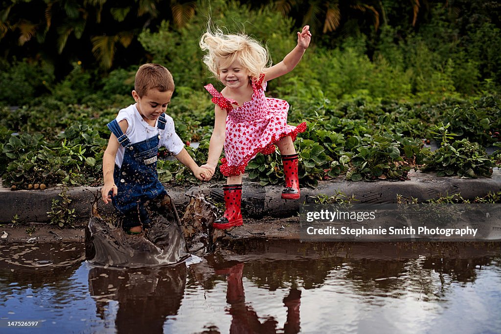 Boy and girl holding hand