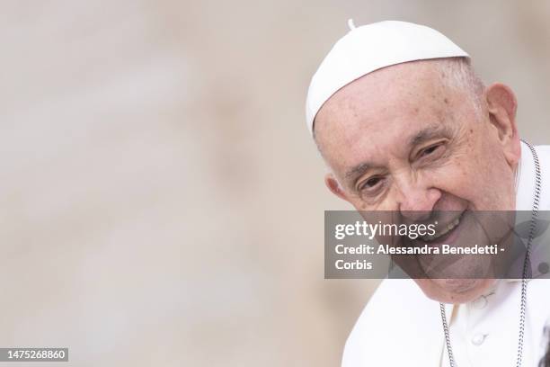 Pope Francis leads his general weekly audience, on March 22, 2023 in Vatican City, Vatican. Marking World Water Day Pope Francis reminded us that...