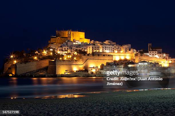 old city crowned by castle - costa_del_azahar stock pictures, royalty-free photos & images