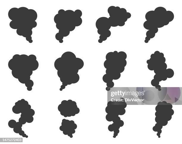 stockillustraties, clipart, cartoons en iconen met cartoon smoke clouds vector illustration - rook