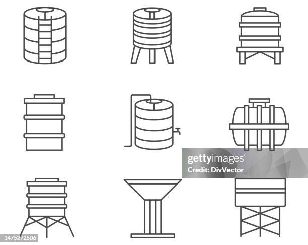 illustrations, cliparts, dessins animés et icônes de jeu d’icônes de réservoir d’eau - réservoir