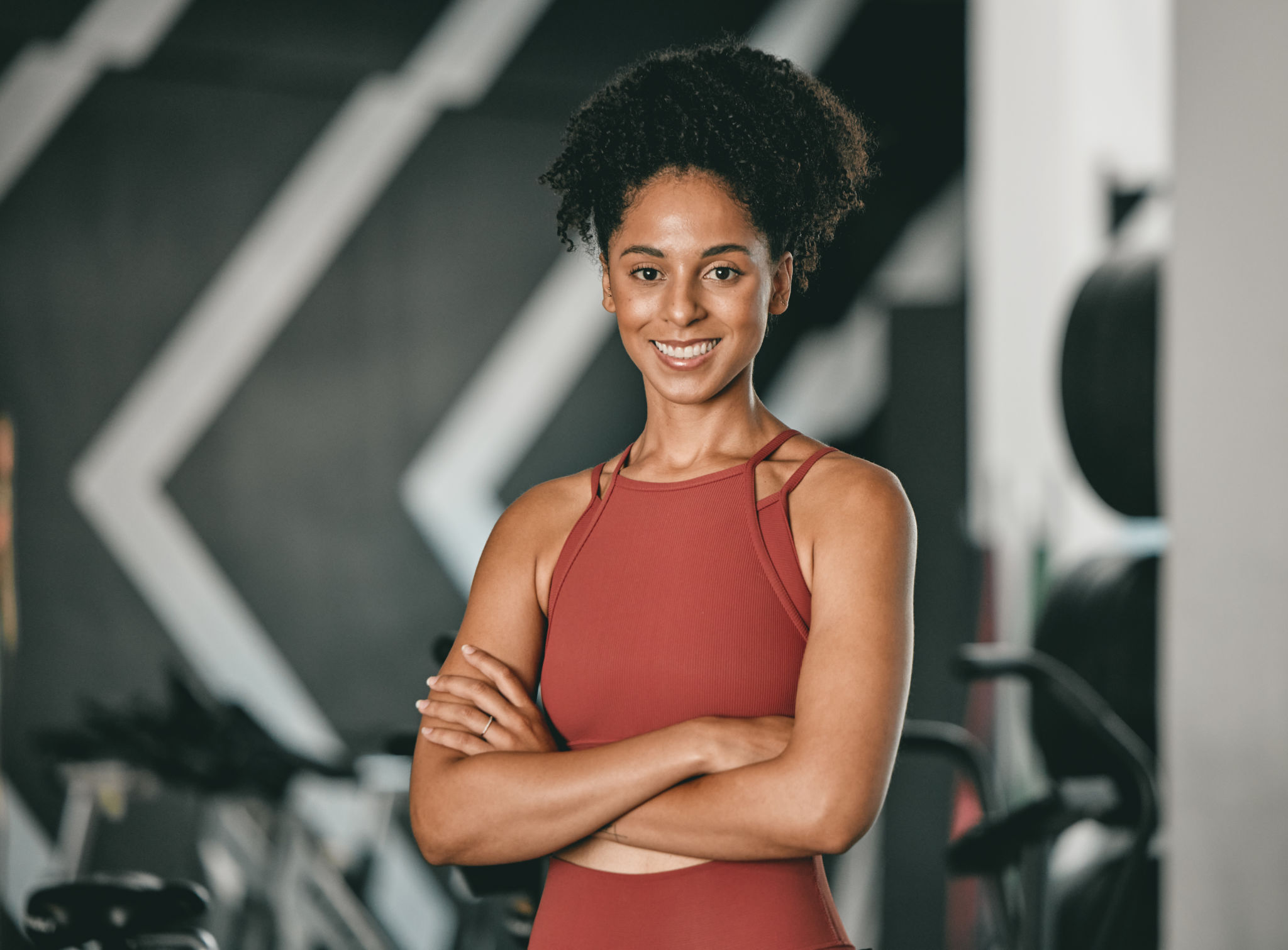 confident woman gym