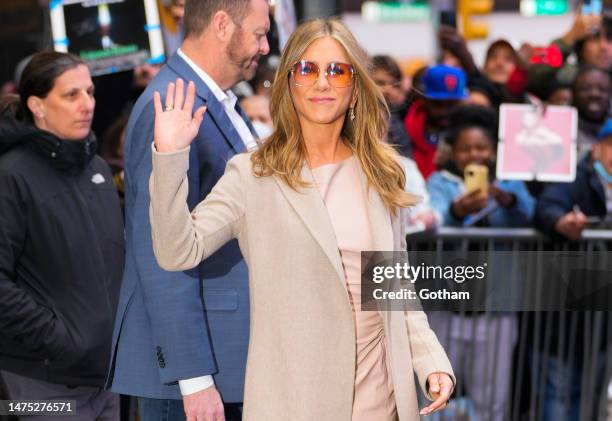 Jennifer Aniston departs GMA on March 22, 2023 in New York City.