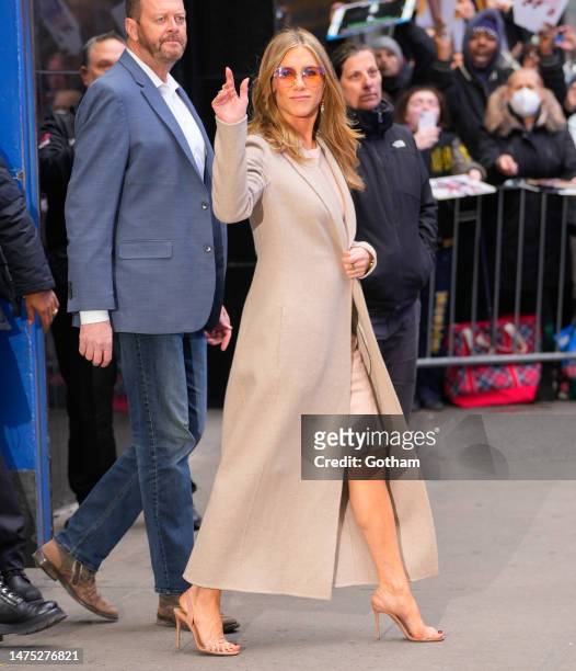 Jennifer Aniston departs GMA on March 22, 2023 in New York City.