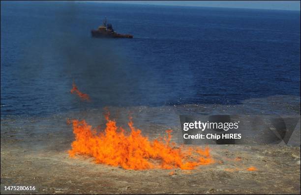 Marée noire causée par l'explosion de la plateforme d'exploration pétrolière Ixtoc 1 dans la baie de Campeche au Mexique, le 10 août 1979.