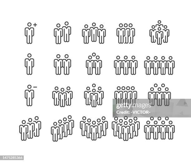 group of people icons - classic line series - applied mathematics stock illustrations