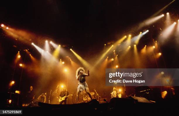 Singer Tina Turner performs live on stage at Wembley Stadium on 24th September 1990.