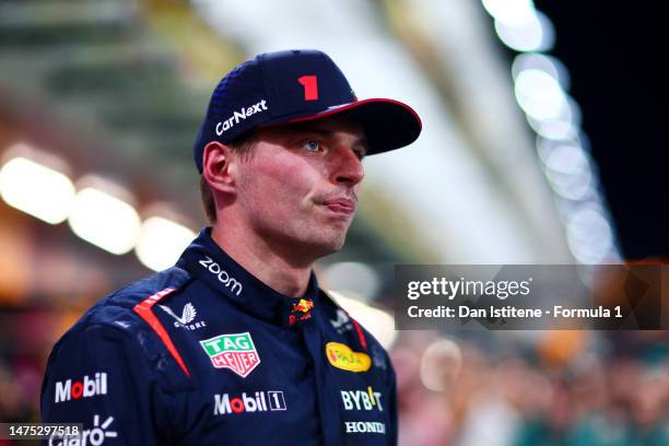 Second placed Max Verstappen of the Netherlands and Oracle Red Bull Racing looks on in parc ferme during the F1 Grand Prix of Saudi Arabia at Jeddah...