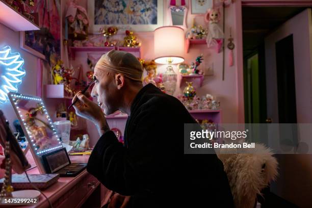 Drag Queen Louisiana Purchase prepares for a show, in her home, on March 20, 2023 in Austin, Texas. “I just wish people looked at Drag more as a...