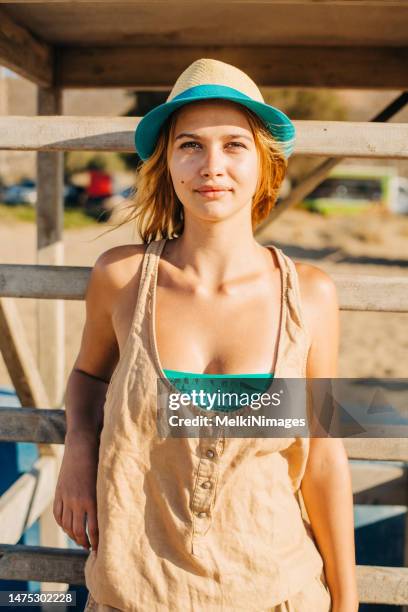 portrait of a girl on sunny day at the beach - wavy hair beach stock pictures, royalty-free photos & images