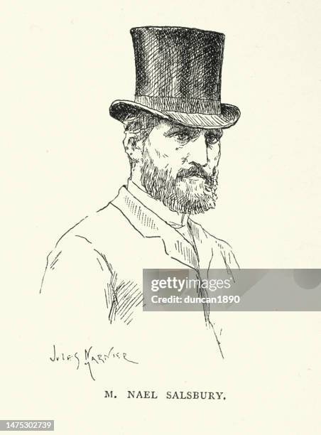 nael salsbury, a circus impresario, promoter, showman, wearing top hat, victorian 19th cnetury - ringmaster stock illustrations