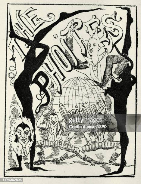 ilustrações de stock, clip art, desenhos animados e ícones de vintage circus poster, acrobats and clowns, victorian 1890s - circus poster