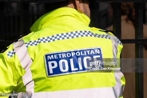 Metropolitan Police officers outside the Houses of Parliament on March 21, 2023 in London, England. A report published today of behavioural standards...