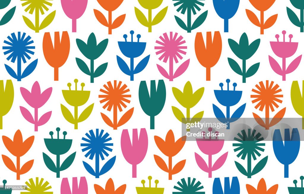 Modern abstract floral seamless pattern.