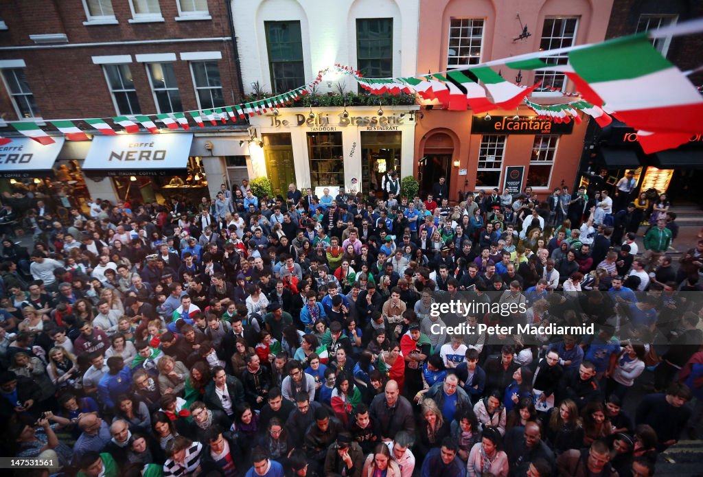 Football Fans In London Watch The UEFA EURO 2012 Final Between Spain And Italy