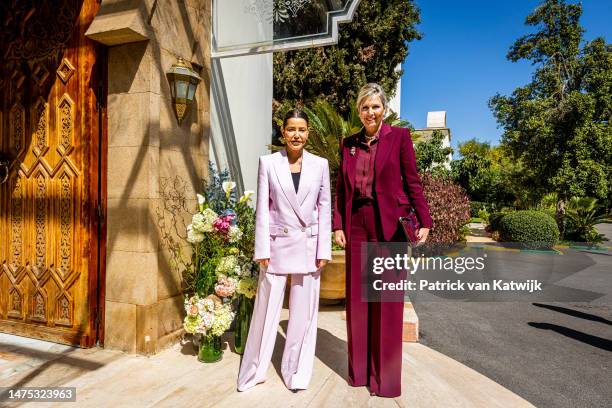 Queen Maxima of The Netherlands visits Princess Lalla Meryem of Morocco at her royal residence on March 22, 2023 in Rabat, Morocco. Queen Maxima is...