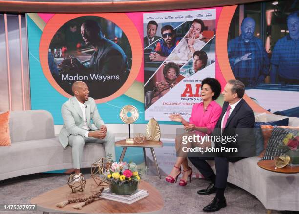 Marlon Wayans, Francisca Lachapel and Alan Tacher are seen at Univision Studios to promote "Air" on March 22, 2023 in Doral, Florida.