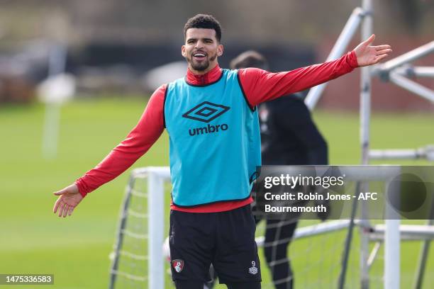 Dominic Solanke of Bournemouth during a training session at Vitality Stadium on March 22, 2023 in Bournemouth, England.