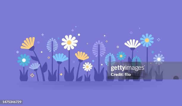illustrations, cliparts, dessins animés et icônes de croissance des fleurs sauvages printemps été jardin nature design element - fleur