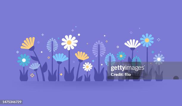 illustrazioni stock, clip art, cartoni animati e icone di tendenza di crescita dei fiori selvatici elemento di design della natura del giardino estivo di primavera - fiore
