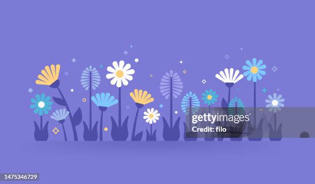 stockillustraties, clipart, cartoons en iconen met wildflower growth spring summer garden nature design element - lente bloemen