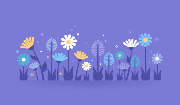wildflower growth spring summer garden nature design element - spring background stock illustrations