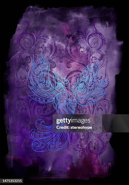 dark bird - phoenix fire stock illustrations