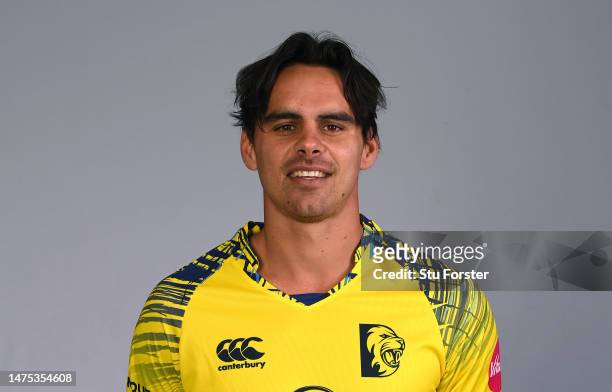 Durham player David Bedingham pictured in the T20 kit during the photocall ahead of the 2023 season at Seat Unique Riverside on March 22, 2023 in...