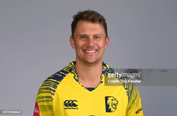 Durham captain Scott Borthwick pictured in the T20 Kit during the photocall ahead of the 2023 season at Seat Unique Riverside on March 22, 2023 in...