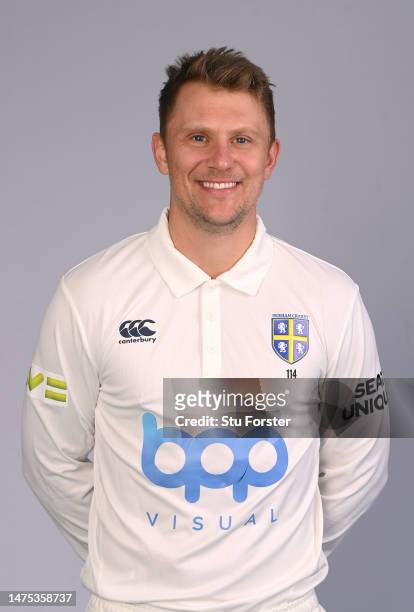 Durham captain Scott Borthwick pictured in the Championship Kit during the photocall ahead of the 2023 season at Seat Unique Riverside on March 22,...