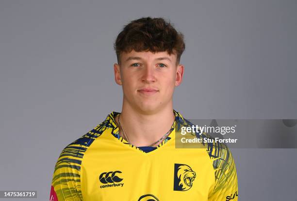 Durham player Ben McKinney pictured in the T20 kit during the photocall ahead of the 2023 season at Seat Unique Riverside on March 22, 2023 in...