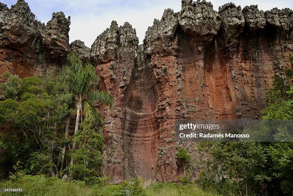 Clear red mountain.