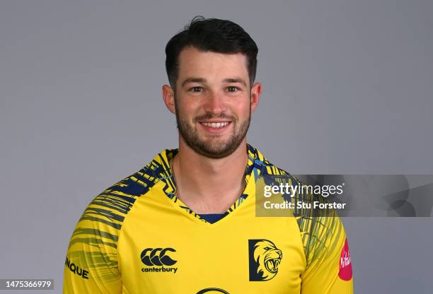 Durham player Ollie Robinson pictured in the T20 kit during the photocall ahead of the 2023 season at Seat Unique Riverside on March 22, 2023 in...