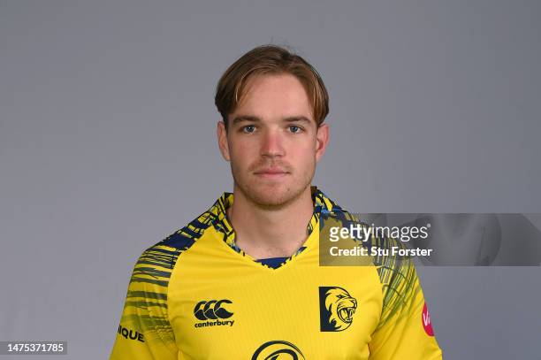 Durham player Bas de Leede pictured in the T20 kit during the photocall ahead of the 2023 season at Seat Unique Riverside on March 22, 2023 in...