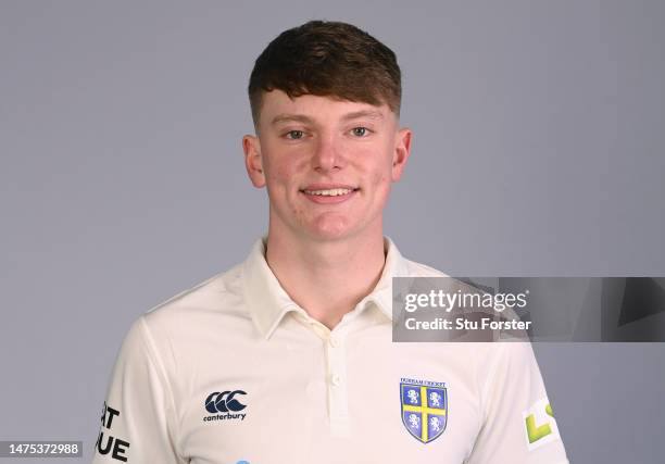 Durham player Ross Whitfield pictured in the Championship kit during the photocall ahead of the 2023 season at Seat Unique Riverside on March 22,...