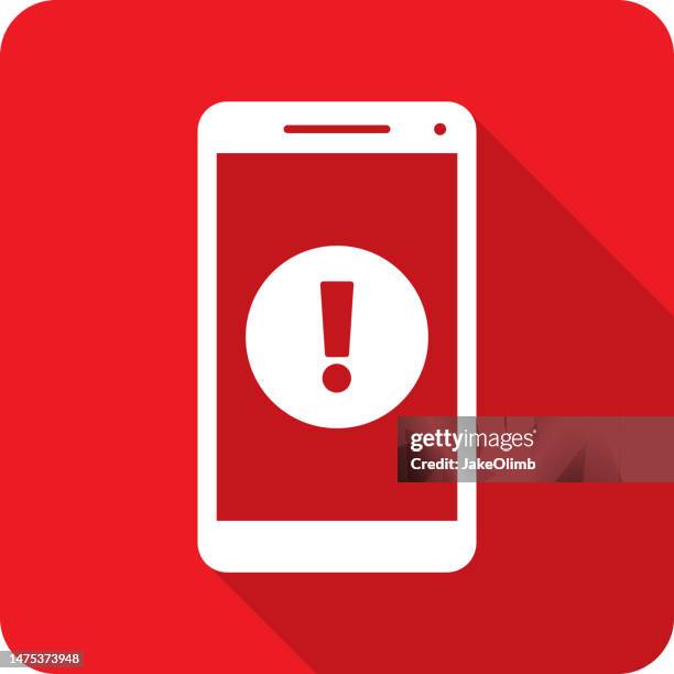 illustrations, cliparts, dessins animés et icônes de point d’exclamation smartphone icône silhouette 1 - vigilance