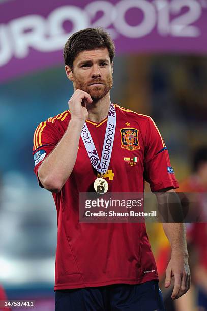 Xabi Alonso of Spain looks on after the UEFA EURO 2012 final match between Spain and Italy at the Olympic Stadium on July 1, 2012 in Kiev, Ukraine.