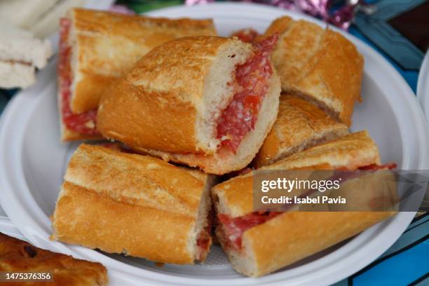 salami and cheese sandwiches - prosciutto stock pictures, royalty-free photos & images