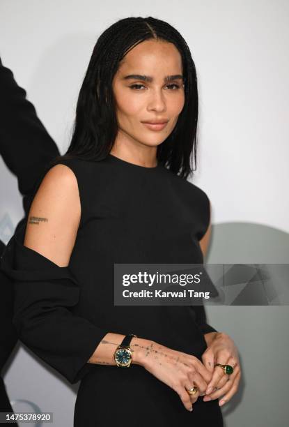 Zoë Kravitz attends the Omega Aqua Terra Shades, International Launch Event at Embankment Galleries, Somerset House on March 22, 2023 in London,...