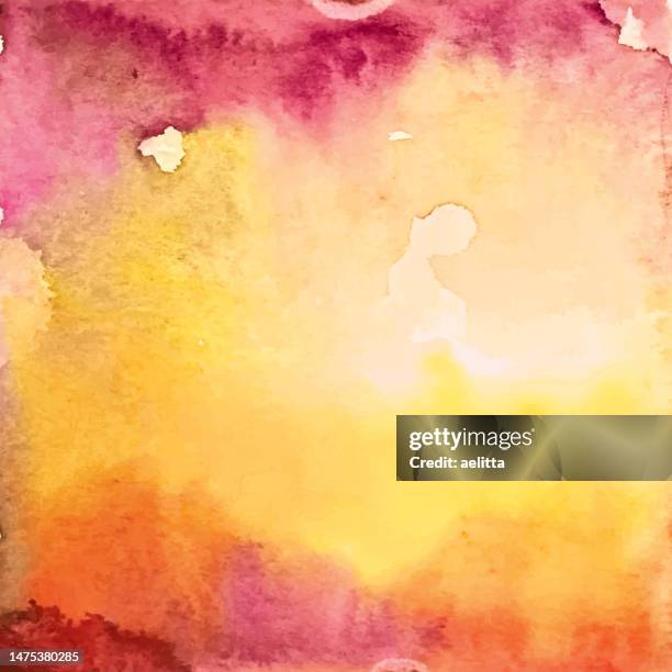 abstract purple-yellow-orange watercolor background. - watercolor orange flower stock illustrations