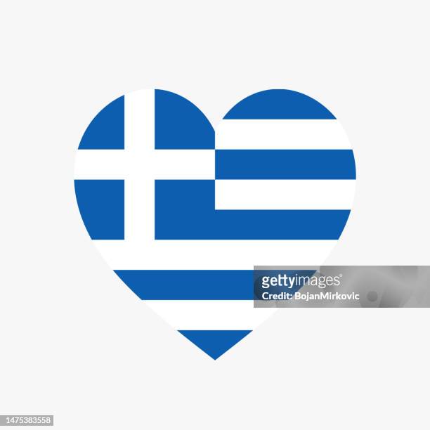 greek heart flag. vector - greece flag stock illustrations