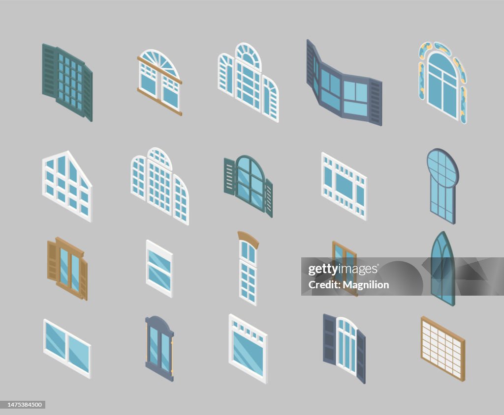 Window Types Background Different Types Of Windows Isometry Set High-Res Vector Graphic - Getty ...