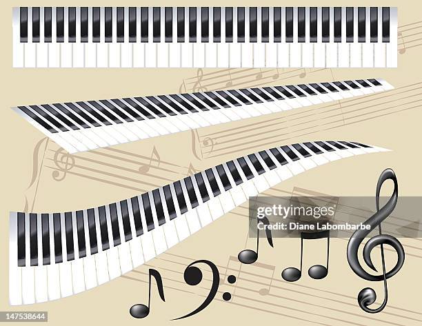set of music elements - piano key stock illustrations