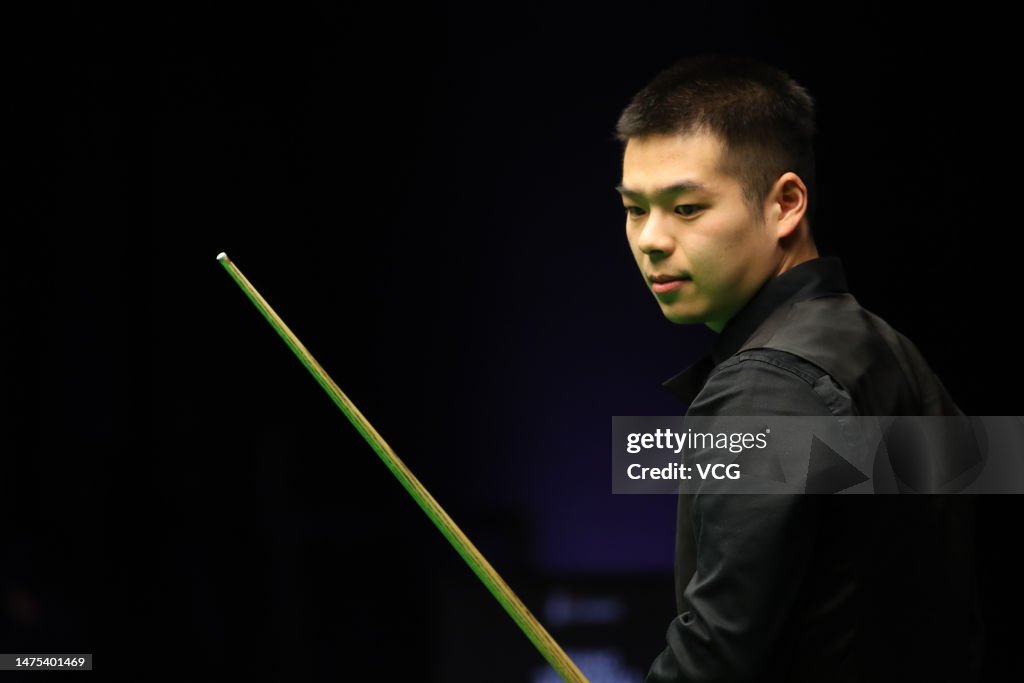 Pang Junxu of China reacts in the final match against Mark Selby of