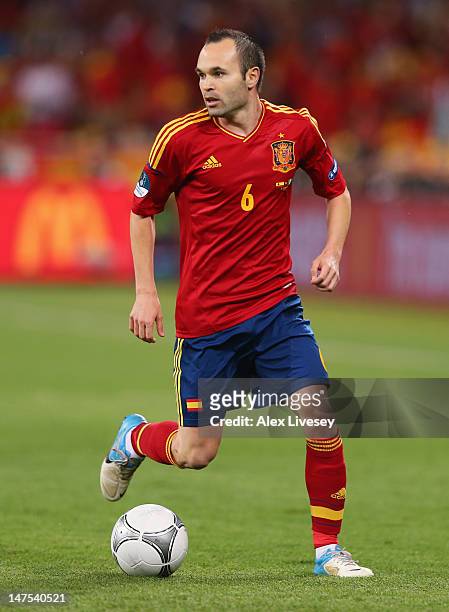 Andres Iniesta of Spain during the UEFA EURO 2012 final match between Spain and Italy at the Olympic Stadium on July 1, 2012 in Kiev, Ukraine.
