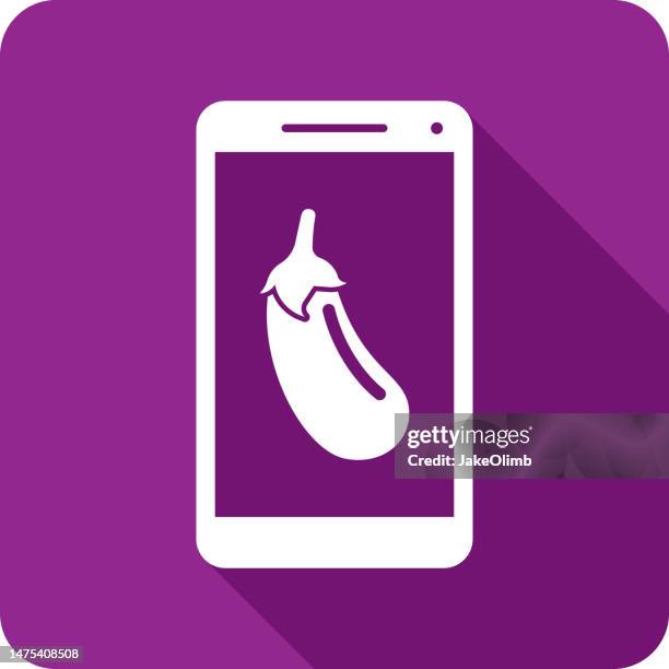 eggplant smartphone icon silhouette - aubergine emoji stock illustrations