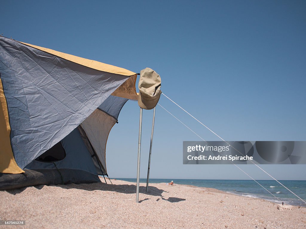 A tent on a beach