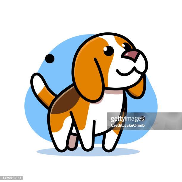 stockillustraties, clipart, cartoons en iconen met beagle icon line art - kawaii