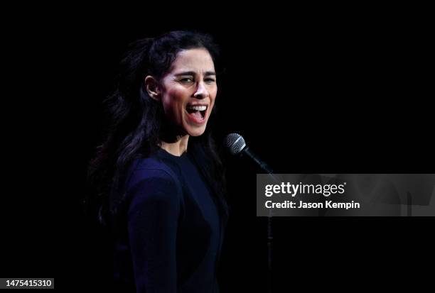 Comedian Sarah Silverman performs at the Ryman Auditorium on March 22, 2023 in Nashville, Tennessee.