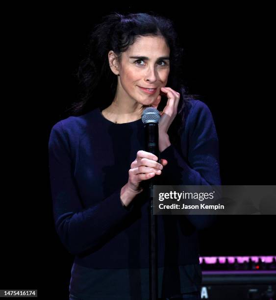 Comedian Sarah Silverman performs at the Ryman Auditorium on March 22, 2023 in Nashville, Tennessee.